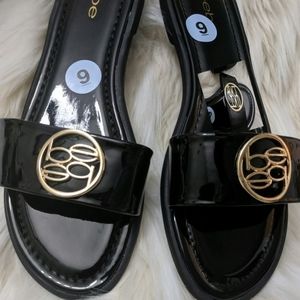 Bebe Patent slides flats size 9 Sandals Black